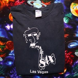 Vtg Las Vegas Funny Graphic Tee Safe Sax